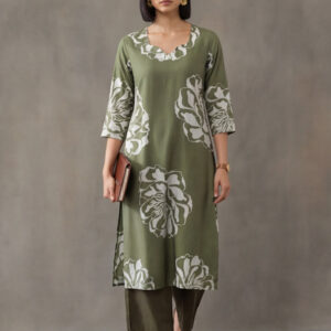 Floral Embroidered Straight Pure Cotton Kurta