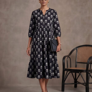 Floral Printed A-Line Tiered Ethnic Dress
