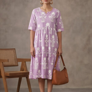 Floral Printed A-Line Tiered Ethnic Dress