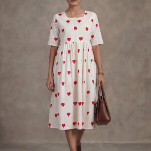 Quirky Printed A-Line Pure Cotton Ethnic Dress