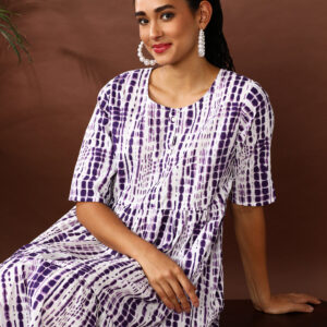 Textured Dyed A-Line Tiered Ethnic Dress